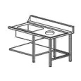 TABLE D'ENTRÉE AVEC BAC ET TROU À DÉCHETS, POUR LAVE-VAISSELLE À CAPOT - Mod. TVF - GAUCHE/DROITE SELON LE MODÈLE - Pour lave-vaisselle mod. ES90