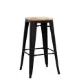 Sgabello - couleur noir - Structure en métal verni, seduta en bois - Modèle 1082-BT503W-black-01