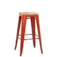 Sgabello - couleur rosso - Structure en métal verni, seduta en bois - Modèle 1082-BT503W-red