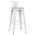 Sgabello - couleur blanc - Structure en métal verni, seduta en bois - Modèle 1083-MC012W