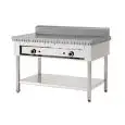 Plaque à piadina au gaz Pollini - Modèle C.P8 - Sur pieds en acier inox - Plaque de cuisson en fer - Puissance thermique :  13,4 kW - Norme CE