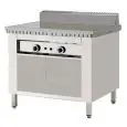 Plaque à piadina au gaz Pollini - Modèle C.P6 - Sur meuble ouvert en inox - Plaque de cuisson en fer - Puissance thermique :  11 kW - Norme CE