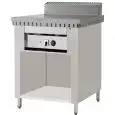 Plaque à piadina électrique Pollini - Modèle C.PE.4 - Sur meuble ouvert en inox - Plaque de cuisson chromée - Puissance thermique :  3,5 kW - Norme CE