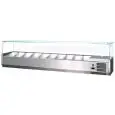 VITRINE RÉFRIGÉRÉE  GN 1/3 - STATIQUE - MOD.  VR3 203 VD - VITRES PLATS - Dim. 203x38,7xh 45,7 cm - CAPACITÉ:  8 CUVES - Norme CE