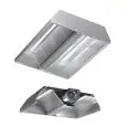 Hotte centrale autoaspirante en acier inox AISI 304 (avec moteur) - filtres labyrinthe - Éclairage au néon