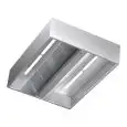 Hotte Cubika centrale en acier inox AISI 304 (sans moteur) - filtres labyrinthe - Éclairage au néon
