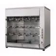 RÔTISSOIRE A GAZ - MOD. CHURRASCO/CM14G - Motoréducteurs indépendants pour chaque fouet de chasse - N. 14 fouets de chasses longueur cm 50 - N° plateaux: 3 - Puissance thermique: 12 Kw - Branchement: monophasé - Dimensions : cm 90 x 57 x 90 h - Norme CE