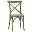 Sedia - couleur tourterelle - Structure en bois, effet antique, seduta en rattan - Modèle 1188-HT36ST