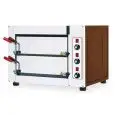 FOUR ELECTRIQUE POUR PIZZA à 2 plans de cuisson en réfractaire - Cod. FAST 50 - Inox - Dimension intérieure chambre cm 50x51x10h - Dimension exterieure cm 78x63x57h - N. Pizza 4 + 4 (Ø cm 25) - Puissance maximale Kw 6 - Aux normes CEE