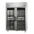 ARMOIRE RÉFRIGÉRÉE EN ACIER INOX AISI 304 - VENTILÉE  -   Mod BG12ENNPV-COMBINÉE TN+TN - CAPACITÉ 1150 Lt - N. 2PORTES EN VERRE - TEMPÉRATURE -18°/-22°C - Dim. cm 142x70xh203/210 - Norme CE