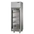 ARMOIRE RÉFRIGÉRÉE EN ACIER INOX- Mod. BG04ETNPV - VENTILÉ - CAPACITÉ 400 Lt - N. 1 PORTE EN VERRE - TEMPÉRATURE 0°/+10°C - Dim. 60x62xh190/208 cm - Norme CE