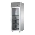 ARMOIRE RÉFRIGÉRÉE EN ACIER INOX AISI 304 - Mod BG07EBTPV - VENTILÉ - GASTRONORM 2/1 - CAPACITÉ 700 Lt - N. 1 PORTE en verre -  TEMPÉRATURE -18°/-22°C - Dim. 71x80xh203/210 - Norme CE