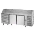 COMPTOIR RÉFRIGÉRÉ À PIZZA EN ACIER INOX AISI 304 - Mod. QA03MC6 - POUR BACS À PIZZA 60x40 cm - VENTILÉ - N. 2 PORTES - N. 6 TIROIRS NEUTRES 60x40 cm - TEMPÉRATURE 0°/+10°C - Dim. 216x80xh103/110 cm - Norme CE