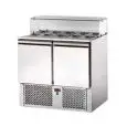 SALADETTE RÉFRIGÉRÉE - Mod. SLV02VD - VENTILÉ - GASTRONORM 1/1 (cm 53x32,5) - N. 2 PORTES RÉFRIGÉRÉES - VERRE PLAT - TEMPÉRATURE +4°/+6°C - Dim.  90x70xh105,8 cm - Norme CE