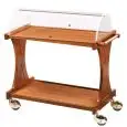 CHARIOT DE SERVICE EN BOIS 2 NIVEAUX - MOD. CL2260 - Pour gâteaux et  hors-d'oeuvre - Structure en bois feiulleté de bouleau - Cloche semicirculaire en plexiglas - Dim. 106x55xh110 cm