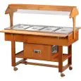 CHARIOT RÉFRIGÉRÉ  - MOD. ELR2825 -Structure en bois massif - Réfrigération statique -  Température +2° +10°C (avec couvercles) - Coupole en plexiglas - Capacité n° 4  GN1/1 H15 cm - Voltage 230V/50Hz Dim.  148x112xh141 cm