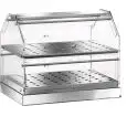 VITRINE NEUTRE - MOD. VBN2 - Structure en acier inox - Cotés et portes en plexiglas transparent - N. 2 Niveaux