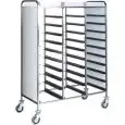 CHARIOT PORTE PLATEAUX - MOD. CA147 - Structure en acier inox - Glissières en acier inox - Capacité N. 30 Plateaux GN 1/1 (53x32,5 cm) - Dim. 110x62x175 cm