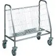 CHARIOT - MOD. CA 656 - Pour distribution et rangement - Châssis en acier inox -  N. 1 Panier amovible en fil d' acier plastifié - Capacité N. 100 assiettes - Dim. 88x50x92  cm