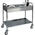 CHARIOT DE RANGEMENT DEUX NIVEAUX - MOD.  CA1388 - Structure en acier rinox -  Cuve supérieur en acier inox insonorisée h15 cm - Niveau inférieur en acier inox lié - Dim.  101x57x97 cm