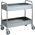 CHARIOT DE RANGEMENT DEUX NIVEAUX - MOD. CA1389 - Structure en acier rinox - N° 2 Cuves en acier inox insonorisées h15 cm - Dim. 101 x57x97 cm