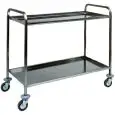 CHARIOT DE SERVICE 2 NIVEAUX - MOD. CA1382 - Structure en acier inox -  Niveaux liés, satinés,insonorisés en acier inox - Dim.  83x57 xh97 cm