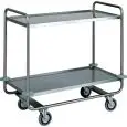 CHARIOT DE SERVICE 2 NIVEAUX - MOD.CA1430 - Structure tubulaire Ø 25 mm en acier inox - Niveaux imprimées de la forme de plateau, bords arrondis et insonorisées  avec une finition satinée - Dim. 110x60xh100 cm