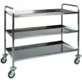 CHARIOT DE SERVICE 3 NIVEAUX - MOD. CA1385 - Structure en acier inox -  Niveaux liés, satinés,insonorisés en acier inox - Dim. 103x57xh97 cm