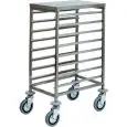 CHARIOT PORTE PLAQUES - MOD. CA1478 - Structure en acier inox - Glissières en acier inox - Capacité N. 8 Plaques GN 1/1 (53x32,5 cm) - Dim. 45x66x94 cm