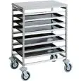 CHARIOT PORTE PLAQUES POUR PÂTISSERIE - MOD. CA1493 - Entièrement réalisé en acier inox - Capacité N. 8 Plaques 80x60 cm ou N. 16 Plaques 60x40 cm - Dim. 85x65xh94 cm