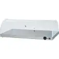PLATEAU CHAUFFANT COUPOLE EN PLEXLIGLAS - MOD. PCC4730 - Structure en acier inox - Coupole en plexliglas de forme semi-cylindric, N.2 ouvertures - Thermostat réglable 30°/90°C - Puissance W 600 - Voltage  V230 50/60 Hz - Dim. 100x50xh30 cm