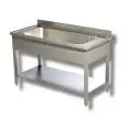Plonge n.1 cuve à casseroles - jambes carrés - avec étagère inférieure
