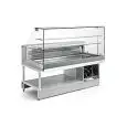 VITRINE SNACK RÉFRIGÉRÉE ET PRÉSENTOIR RÉFRIGÉRÉ - MOD. VSRVAD -SEMI OUVRÉ,IL NÉCESSITE DE PANNEAUX- VERRES HAUTES PLATS - RÉFRIGÉRATION STATIQUE  - TEMP. °C +4/+8 - UNITÉ CONDENSATRICE INCORPORÉE - DIM. Cm P 82,8 x H 135 - PROFONDEUR PLAN D'EXPOSITION : 