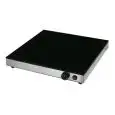 PLATEAU ÉLECTRIQUE EN VERRE TREMPÉ CHAUD AVEC CONTRÔLE THERMOSTATIQUE - Mod. PC-4-420-420 - Taille Cm L 42 x P 42 x h 6 - Puissance : 1 x 400W