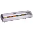 PRÉSENTOIR DE COMPTOIR, VITRINE CHAUFFANTE - SÉRIE GASTROSERVICEDRY - STRUCTURE EN ACIER INOX - ÉQUIPÉ DE BACS GN (TOUTES TAILLES GN H MAx. 10 cm) - Temp. °C +30/+70 - MONOPHASÉ- STATIQUE - COUVERCLE BOMBÉ OUVRANT  EN ACIER INOX