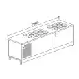 COMPTOIR À GLACE, CUVE CYLINDRIQUES À GLACE (POZZETTI) AVEC STORAGE -  SEMI OUVRÉ,IL NÉCESSITE DE PANNEAUX- MOD. BPGELG250 - SYSTÈME DE REFROIDISSEMENT AU GLYCOL  - ALIMENTATION V 230/50Hz MONOPHASÉ  - N. 8 + 6 CUVES CYLINDRIQUES À GLACE - AVEC UNITÉ COND