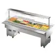 ÎLOT BUFFET D'EXPOSITION CHAUFFANT BAIN MARIE - MOD. ISLANDBMINOX - CUVE ET STRUCTURE EXTÉRIEURE EN ACIER INOX AISI 304 - Temp. °C +30/+90