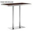 BASE XT - MOD. 496AQ - BASE RECTANGULAIRE EN ACIER INOXYDABLE SATINÉ OU POLI CM 40 x 75 - COLONNES EN ACIER INOXYDABLE SATINÉ OU POLI cm 5x5 - TOP MAX cm 70x120/130 ou 80x120/130 - POUR USAGE INTÉRIEUR - DIM. Cm L 40 x P 75 x H 110 - NORME CE