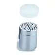 DOSEUR À ÉPICES PERFORÉ 4 mm EN ACIER INOX AVEC COUVERCLE EN PLASTIQUE - DIMENSIONS ø 7 x h9,6 cm