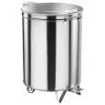 POUBELLE SUR ROUES EN ACIER INOX - MOD. AV4668 - Structure de forme cylindrique en acier inox - Équipé de couvercle imprimé - Roues pivotantes - Ouverture à pédale - Capacité 100  Lt. -  Dim. Ø 46xh70 cm
