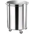 POUBELLE SUR ROUES EN ACIER INOX - MOD. AV4669 - Structure de forme cylindrique en acier inox - Équipé de couvercle imprimé - Roues pivotantes - Capacité 100  Lt. -  Dim. Ø 46xh70 cm