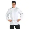 CHEF VESTE BILBAO SATIN - MOD. 059309 - FILET DE VENTILATION AISSELLES - 100% COTON SATINÉ - TISSU NON RÉTRACTABLE - COULEUR BLANCHE