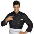 CHEF VESTE FRANCOFORTE - MOD. 059019 - 100% POLYESTER SUPER DRY MICROFIBRE - TISSU RÉSISTANT AUX TACHES QUI RESPIRE - NOIR