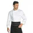 CHEF VESTE WIMBLEDON - MOD. 059811 - 100% COTON - MICROFOR MESH BACK POUR AMÉLIORER LA RESPIRABILITÉ - COULEUR BLANCHE AVEC BORDS NOIRS