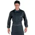 CHEF VESTE BILBAO - MOD. 059311 - 65% POLYESTER / 35% COTON - BOUTONS-PRESSION - FILET DE VENTILATION AISSELLES - NOIR AVEC BORDS BLANCS