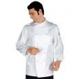 CHEF VESTE MONACO - MOD. 057450 - 100% COTON - BOUTONS RONDS BLANCS - FUELLES LATERALIS - ROUGE DE AIREACIÓN EN LAS AXILAS - POCHE POITRINE ET BRAS - COULEUR BLANC