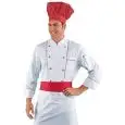 CHEF VESTE CHEF RED - MOD. 059300 - 100% COTON - BOUTONS RONDS ROUGES - POCHE POITRINE ET BRAS - BLANC AVEC BANDE ROUGE