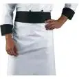 TABLIER DE CUISSON RONDIN NOIR - MOD. 114401 - 100% COTON - DIMENSIONS cm. 95x70 - COULEUR BLANCHE AVEC BANDE NOIRE
