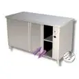 Table chauffante inox avec portes coulissantes des deux côtés - plan de travail de 4 cm d'épaisseur - Puissance 2000 W - Alimentation monophasée 230v/1/50Hz