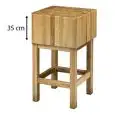 BILLOT AVEC TABOURET EN BOIS D'ACACIA - MOD. CCL35 - Traitès avec vernies atoxiques et colles écologiques - Attendrisseur à viande écologique et recyclable - Épaisseur 35 cm